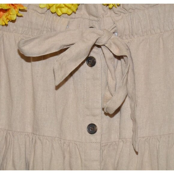 Universal Thread Tan Button Up Tiered Maxi Skirt Size M Linen Blend Boho Modest - Picture 4 of 10